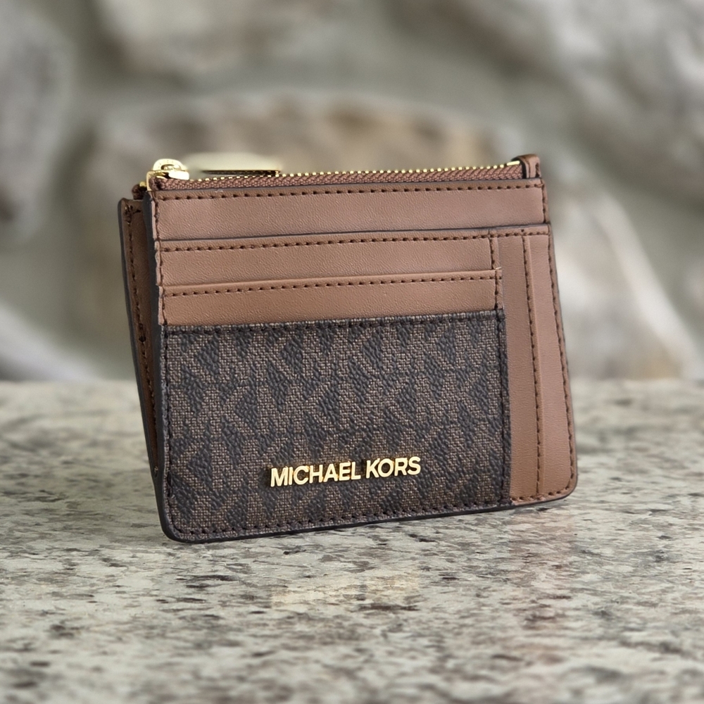 Michael Kors Jet Set Logo Card Case Brown Wallet